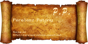 Perelesz Patony névjegykártya